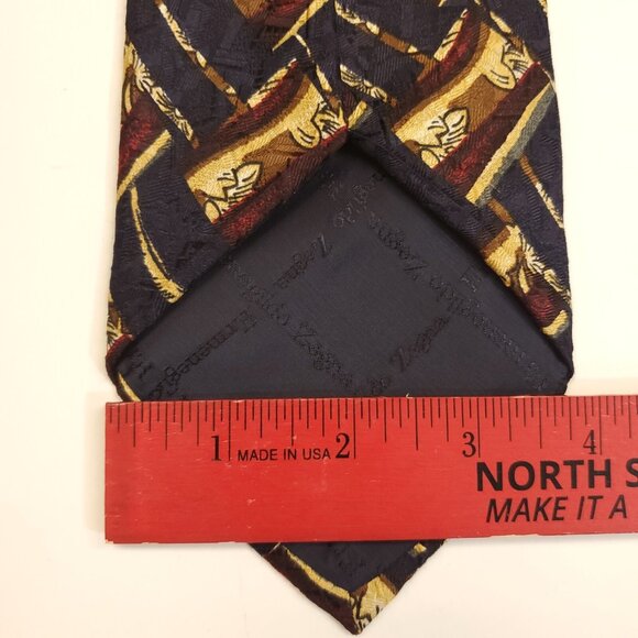Ermenegildo Zegna Tie Geometric Mulicolored Abstract Floral Silk Necktie 58/3.75 - Picture 5 of 5